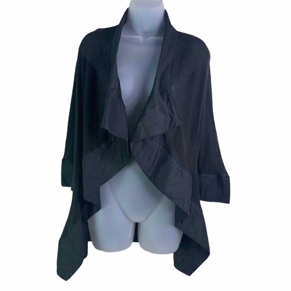 Tucci Black Semi Sheer Cardigan Open Front Top